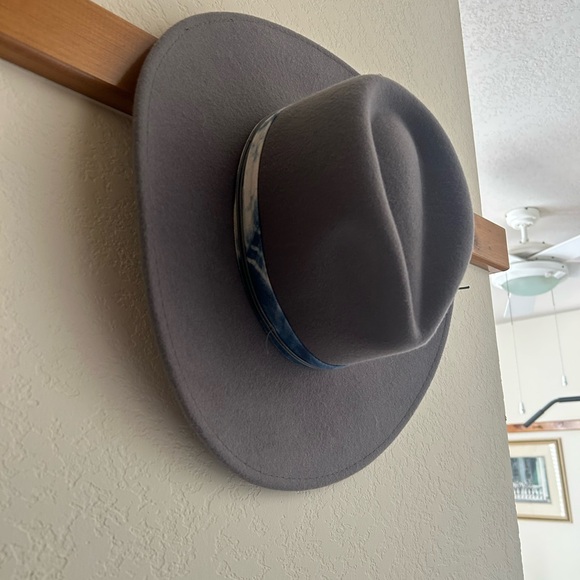 Gray Hat with Feather Accent - Picture 4 of 11